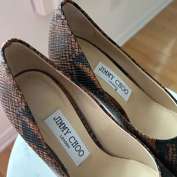 Jimmy Choo Brown Snakeskin Heels - Picture 4 of 7